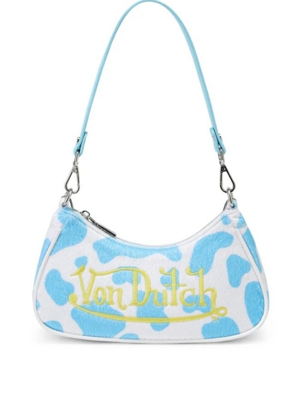 👉✨️Von Dutch Blue and White Cow Print Shoulder Bag